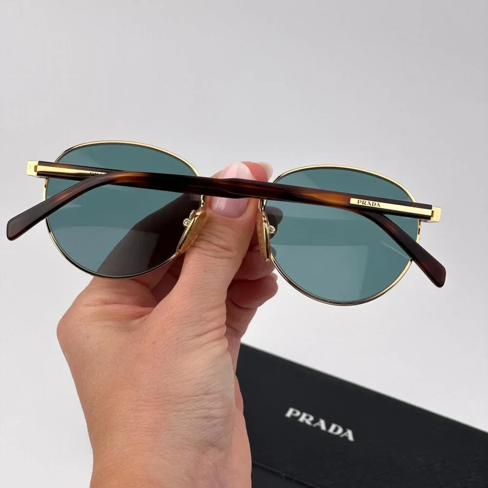 Prada PRB51S Sunglasses – Gold Round Frame Lago Lenses | Model 5AK40K
